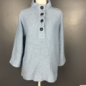 Soft Surroundings Women's Sz Petite M Blue Cotton 1/4 Button Sweater Top…